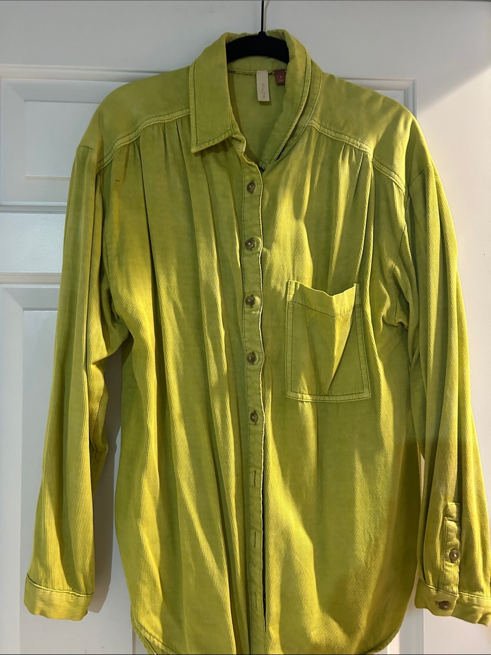 Pilcro Chartreuse Button-Front Shirt